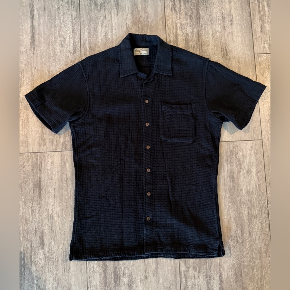 Kenny Flowers Thatch 22 Black Camp Collar Short Sleeve Shirt Size M Slim fit
